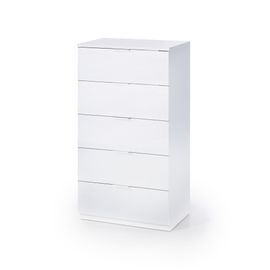 Commode 5 Tiroirs Effet Bois Blanc