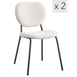 Lot De 2 Chaises Scandinaves En Métal Et Bouclettes Blanc
