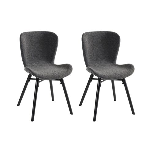 Lot de 2 chaises tissu bouclette gris anthracite et bois chêne