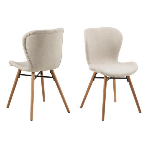 Lot De 2 Chaises Tissu Et Bois Chêne