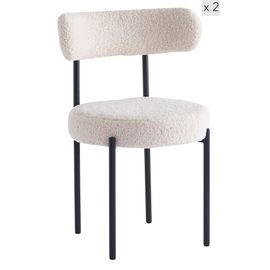 Lot De 2 Chaises Scandinaves En Métal Et Bouclettes Blanc