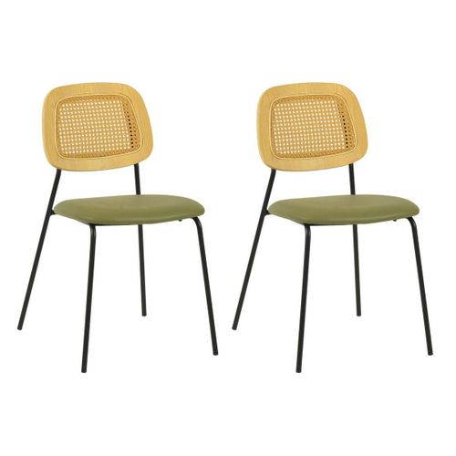 Lot De 2 Chaises De Repas Simili Cuir Vert