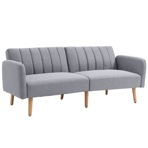 Canapé Convertible 2 Places Design Scandinave Inclinable Tissu Gris