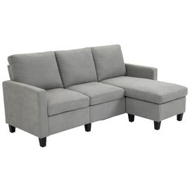 Canapé D'angle 3 Places Méridienne Réversible Polyester Gris