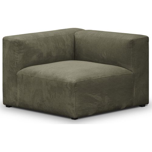 Chauffeuse D'angle À Gauche Modulable En Velours Côtelé Vert Kaki