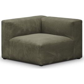 Chauffeuse D'angle À Gauche Modulable En Velours Côtelé Vert Kaki