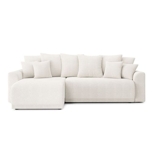 Canapé D'angle Convertible En Tissu 4 Places Blanc