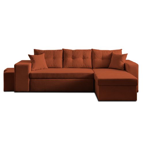 Canapé D'angle Réversible Convertible 4 Places En Velours Côtelé