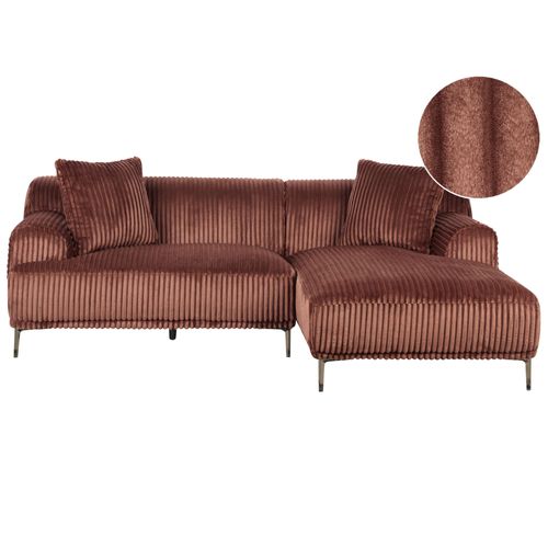 Canapé D'angle À Gauche En Velours Côtelé Marron Stenum