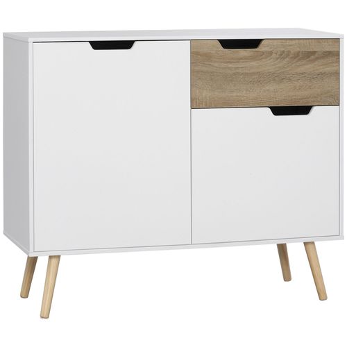 Buffet Design Scandinave 2 Portes Tiroir Blanc Aspect Bois