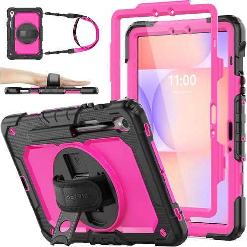 Kalanka-Coque Pour Samsung Galaxy Tab S10 Lite 5g/ S10 Fe 2025/S9 Fe 10,9''/ S9 11'' 2023, Coque Antichoc Avec Protecteur D'écran Porte-Stylo [Dragonne Rotative À 360] Et Support, Rose