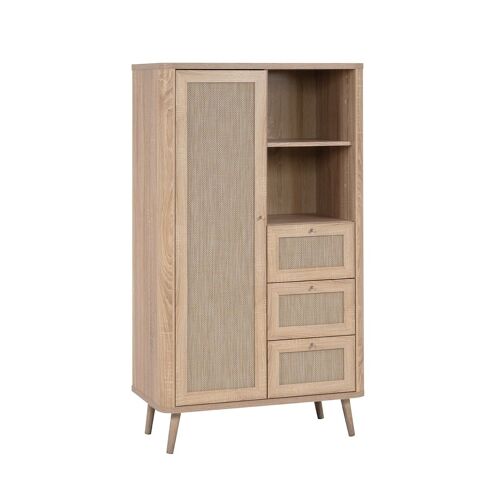 Buffet Haut 1 Porte, 3 Tiroirs Et 2 Compartiments - H141 Cm