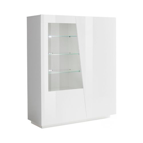 Vitrine Effet Bois Blanc Brillant 120x43 Cm