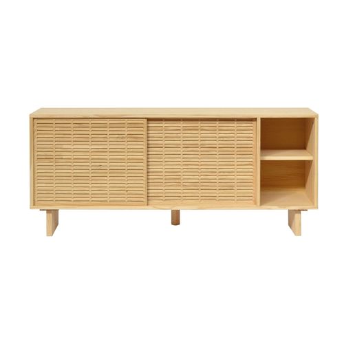 Buffet En Bois Massif Naturel - Deux Étagères - 150 Cm