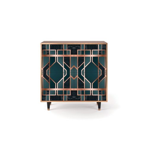 Buffet Bleu-Vert 4 Portes L 94 Cm