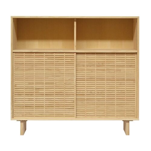 Buffet haut en bois de pin massif naturel - 120 cm