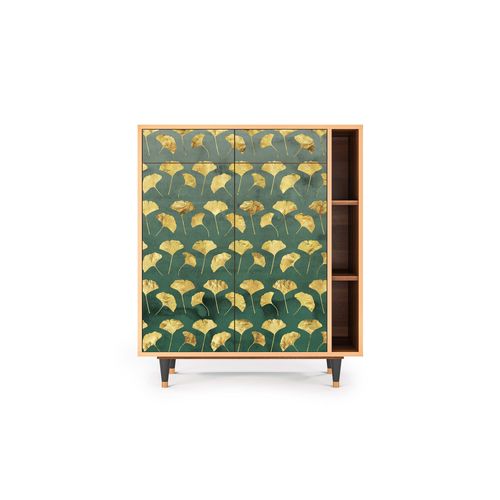 Buffet Vert Et Jaune 2 Tiroirs Et 2 Portes L 94 Cm