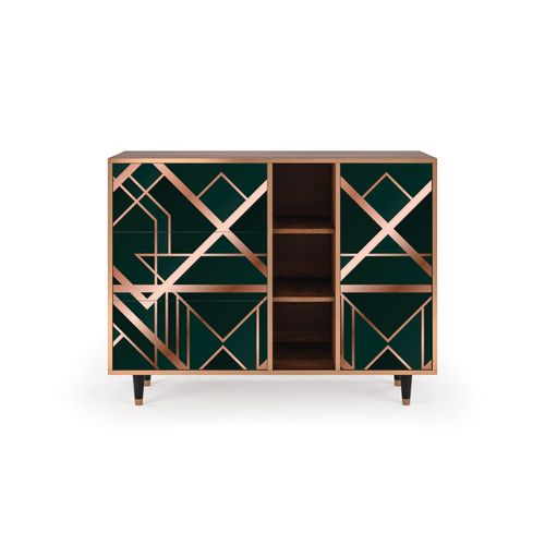 Buffet Vert 3 Tiroirs Et 1 Porte L 125 Cm