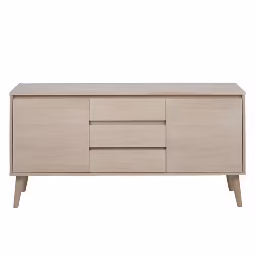 Bahut Style Scandinave Plaqué Chêne 2 Portes Et 3 Tiroirs L150