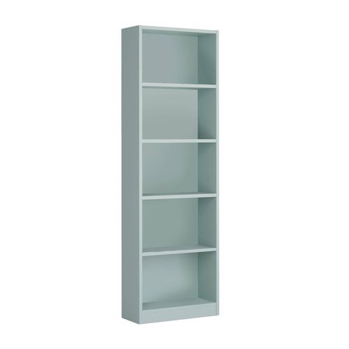 Bibliothèque 5 Étagères Effet Bois Vert D'eau