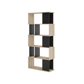 Bibliothèque Avec 5 Étagères Effet Bois Noir Et Chêne