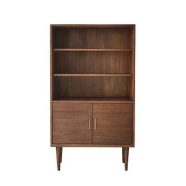 Bibliothèque En Mindi Massif Finition Noyer 84 Cm