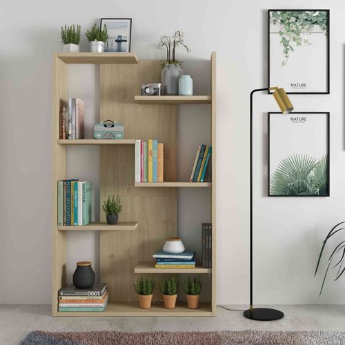 Bibliothèque 7 Étagères 7 Cases Bois Clair