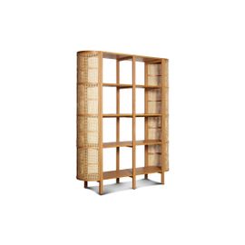 Etagère Scandinave En Hêtre Et Rotin Beige