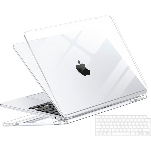 acdsgd-Coque pour MacBook Air 13 Pouces M4 M3 M2 2025 2024 2022, Étui Rigide Compatible avec Mac Book Air 13,6"" A3240 A3113 A2681 Housse de Protection Plastique+TPU Clavier EU, Transparente