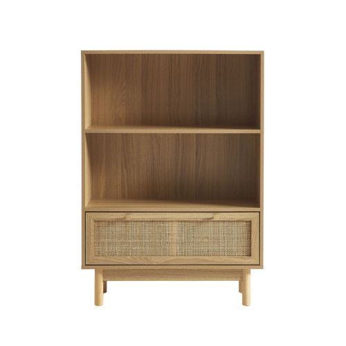 Bibliothèque Effet Chêne Et Cannage Rotin 80cm