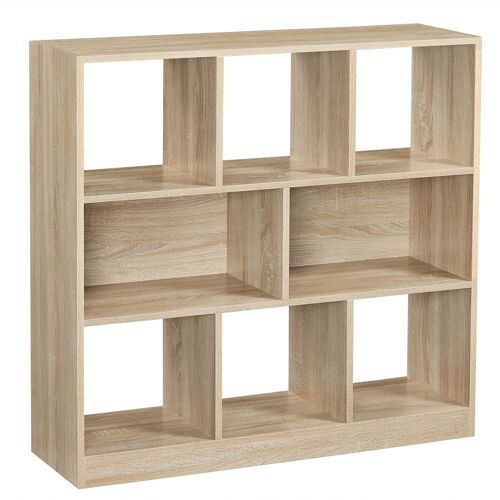 Bibliothèque 8 compartiments effet bois couleur boisée