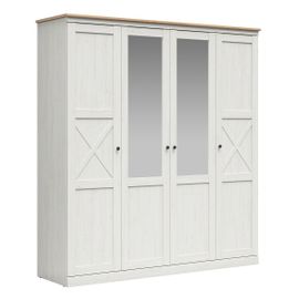 Armoire 4 Portes Stratifiés Blanc Et Naturel
