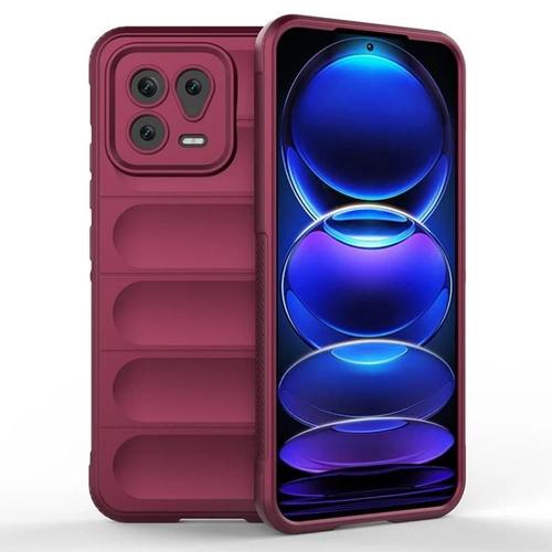 Coque de téléphone Xiaomi 13-Magic Shield TPU + Flanelle,Vin Rouge Vin Rouge