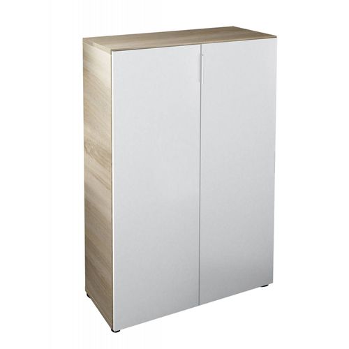Armoire Polyvalente À 2 Portes Effet Chêne Et Bois Blanc
