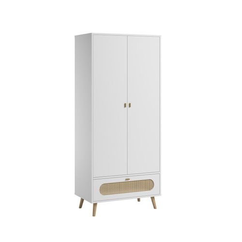 Armoire 2 Portes Et 1 Tiroir Avec Cannage En Rotin L85cm