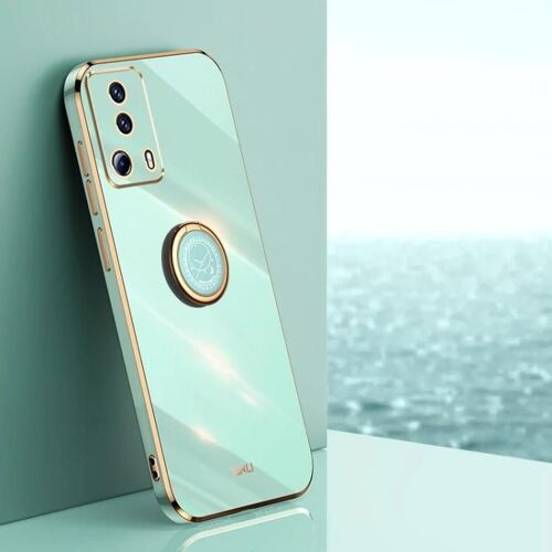 Coque de téléphone Xiaomi Civi 2-TPU 6D électrolytique avec support d'anneau,vert menthe vert menthe