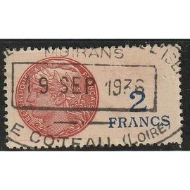 France Timbre Fiscal - Daussy 1936 (2,00f) N°127 Oblitéré 19 Septembre 1936 Moirans Isère