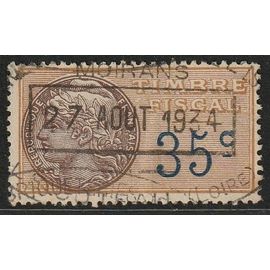 France Timbre Fiscal - Daussy 1925 (0,35f) N°11 Oblitéré 27 Août 1934 Moirans Isère