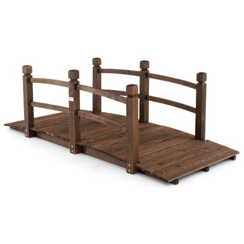 Pont De Jardin En Sapin Carbonisé Charge Maximale 150 Kg Pont Sur Étang Avec Des Garde-Corps De Sécurité Décoration Du Jardin Helloshop26 20_0005190