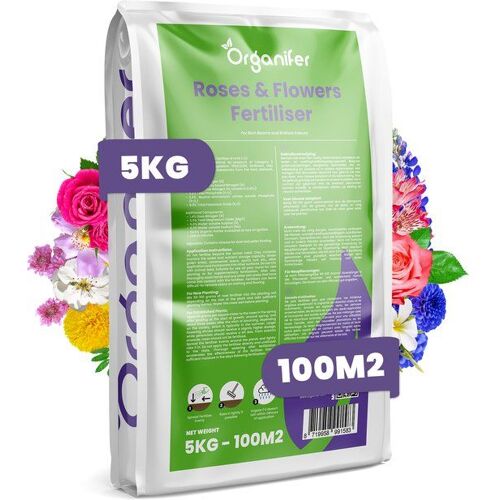 Engrais Pour Roses Et Fleurs - 5 Kg Pour 100 M2 - Tout En Un - Organifer