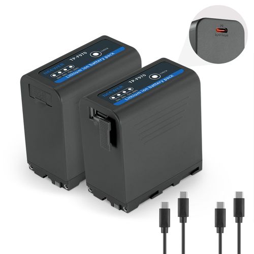 NEEWER 2 Batteries Rechange NP-F970 7800mAh, Batterie NP-F Rechargeable pour Sony FX3/FX30/A7, pour Canon R5, pour Nikon Z8, Charge Rapide USB C 20W PD pour Caméscope Éclairage LED Moniteur, TP-F970