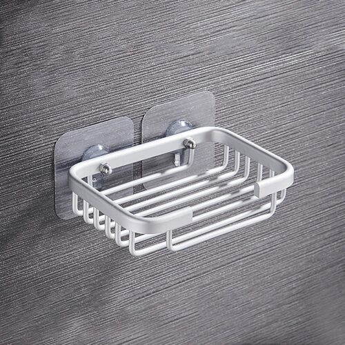 Senior-Porte-Savon En Métal À Forte Ventouse, Support Mural Autocollant, Pour Salle De Bain, Douche, Baignoire (Argent Mat)[L983]