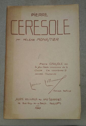 Pierre Ceresole - 1947 - Monastier Hélène - Société Religieuse Des Amis (Quackers)