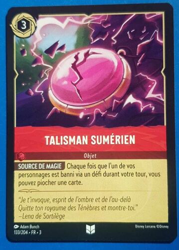 Carte Lorcana Disney (Chapitre 3) Peu Commune (133/204) Talisman Sumerien - Objet