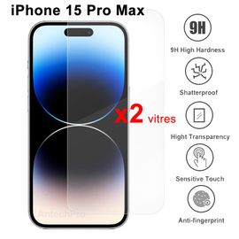 Vitre de protection en verre trempé pour iPhone 15 PRO MAX - lot de 2 pcs