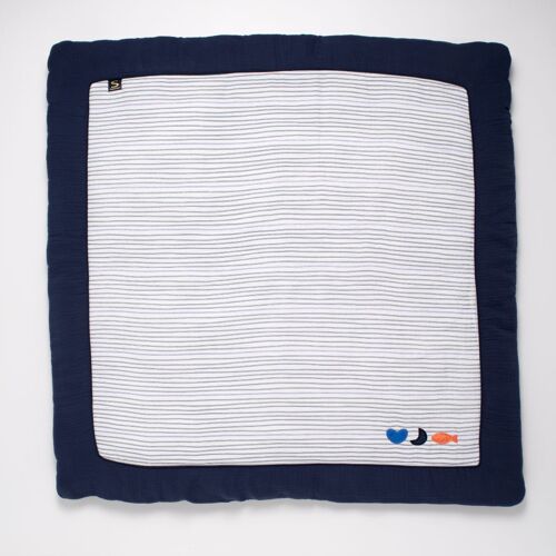 Grand Tapis De Jeu En Double Gaze De Coton Marinière