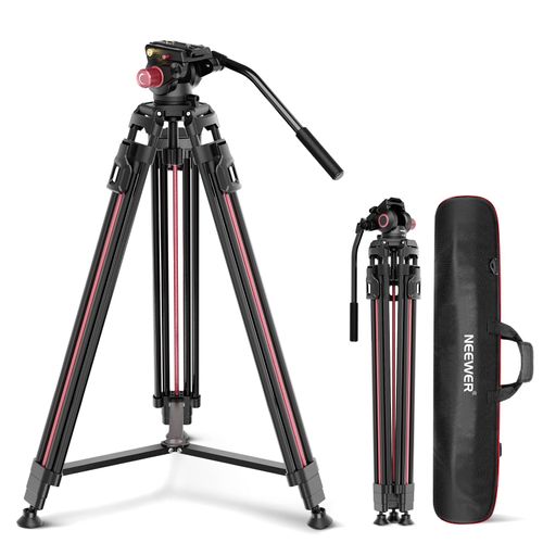 NEEWER Trépied pour appareil photo vidéo 2 m avec tête fluide, trépied haute performance en aluminium avec fermeture rapide et plaque QR compatible avec caméscope Canon Nikon Sony DSLR Charge maximale