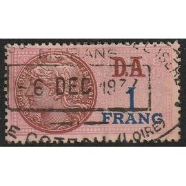 France Timbre Fiscal - Daussy 1936 (1,00f) D.A N°191 Oblitéré 6 Décembre 1937 Moirans Isère