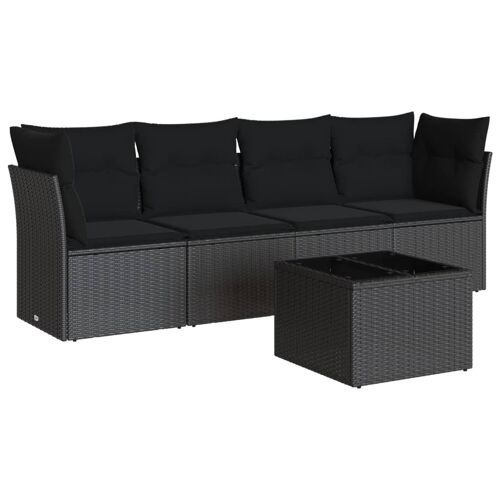 Vidaxl Salon De Jardin 5 Pcs Avec Coussins Noir Résine Tressée