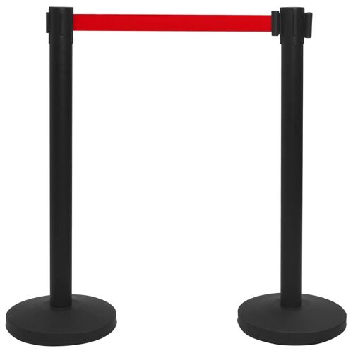 Colonne avec bande de barrière d'aéroport Inox Noir